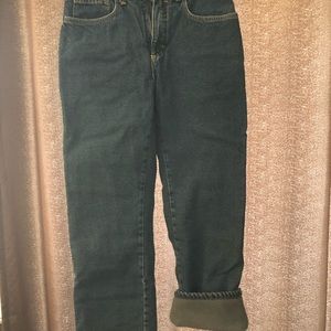 Insulated denim blue jeans